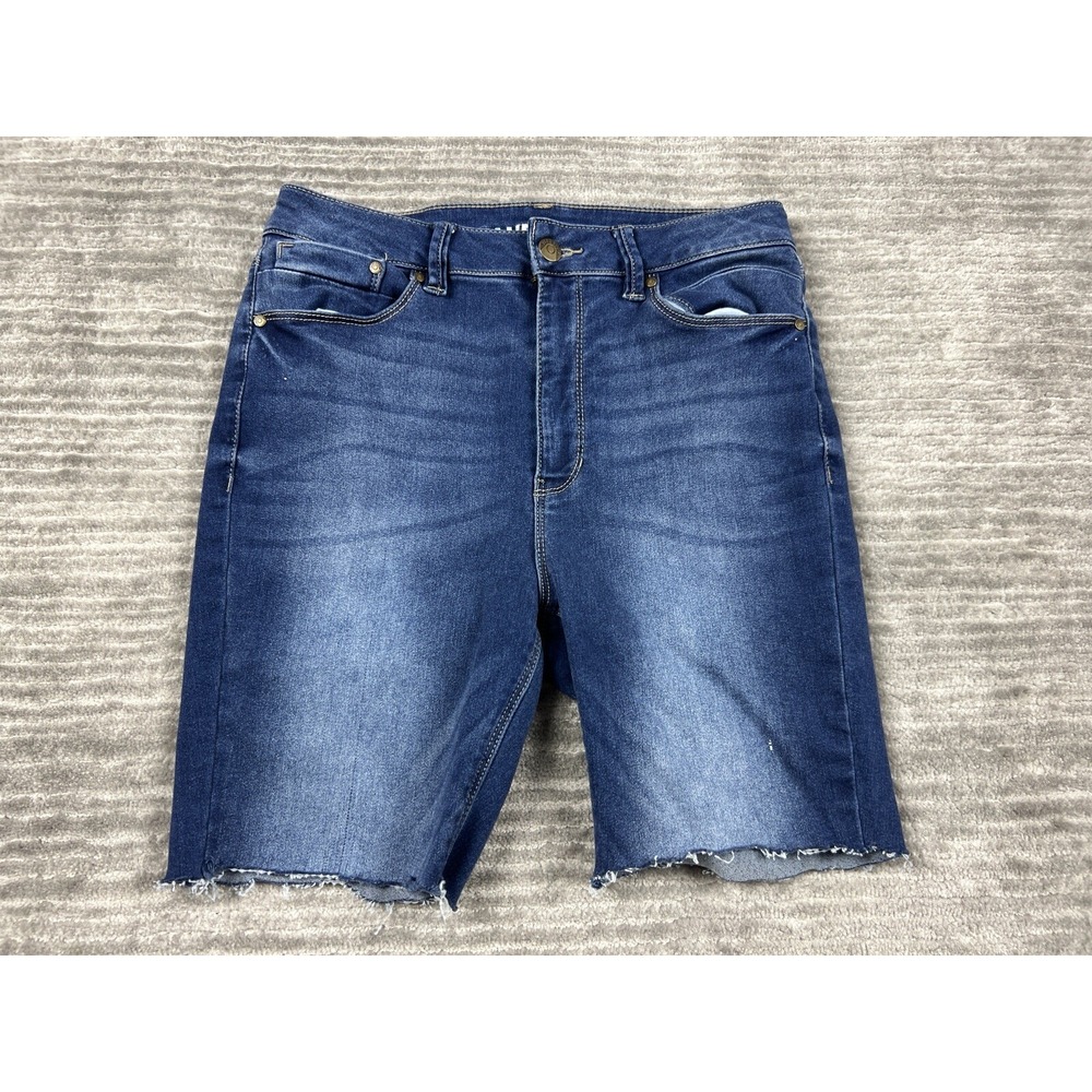 Blue Spice Denim Shorts Womens 9 Blue High Waist Skinny Cozy Plush Raw Cutoff